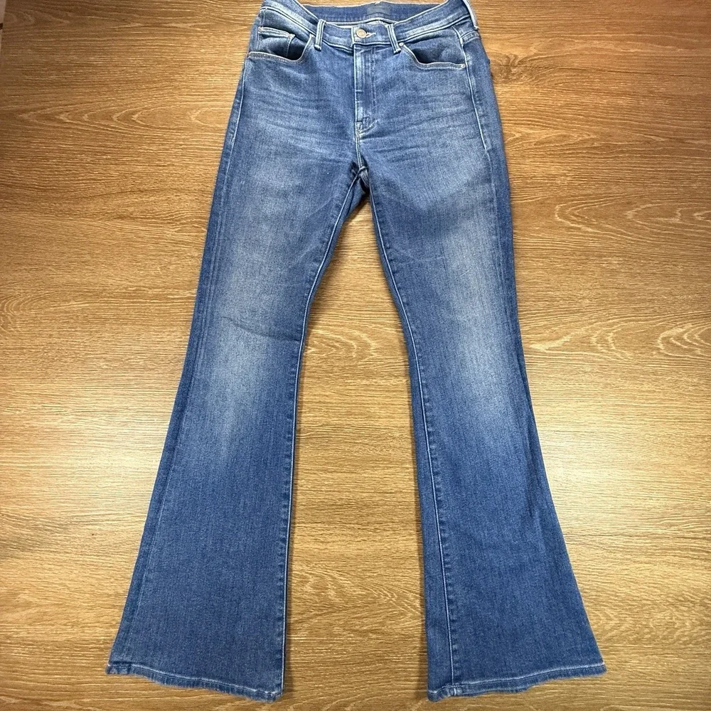 MOTHER Weekender Flare Jeans Women 27 Blue Mid Rise Stretch Boho Y2K Festival - Picture 2 of 13